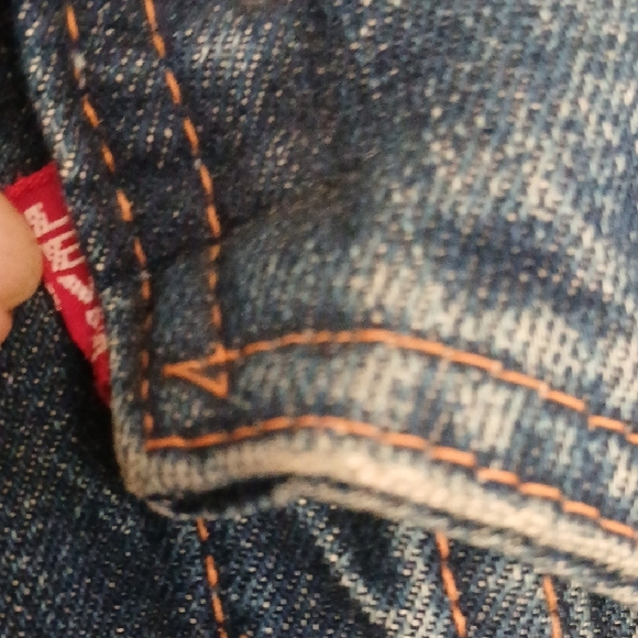 Levi's Dark Blue Denim Jacket Colorful Hand Embroidery Big E Late 1960s - Picture 2 of 9